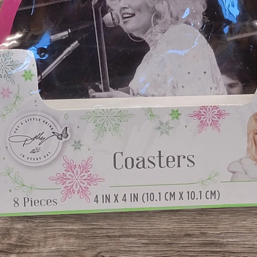 Dolly Parton Coasters Set of 8 Retro‎ Photographs Disco Balls Collectible Gift